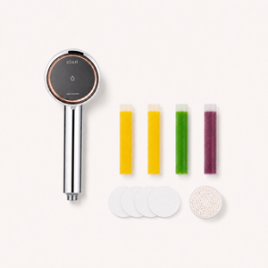 SOAH Chrome Edition shower head with four Vitamin C refills and five internal replacement filters.
