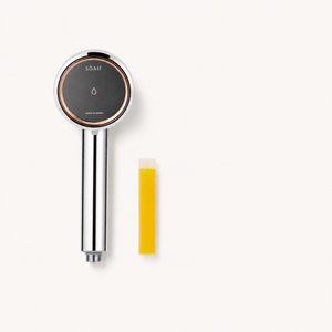 SOAH Chrome Edition shower head with first Vitamin C refill installed.