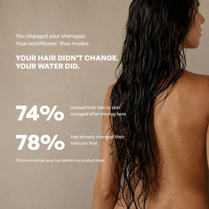 Editorial image illustrating everyday shower water quality concerns for hair and skin in the UAE.