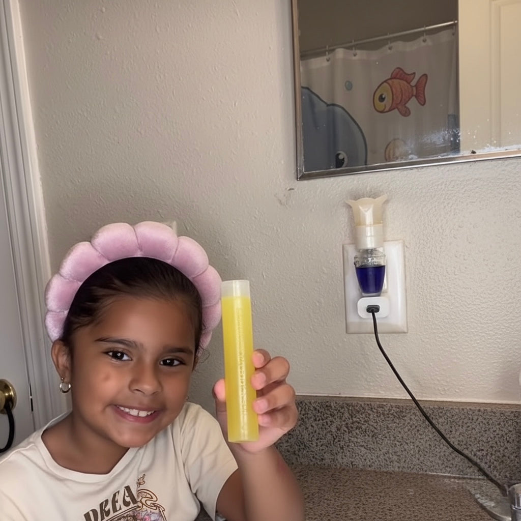 Amina from Sharjah sharing how the SOAH vitamin C shower head calmed her son’s red, irritated sensitive skin after showers