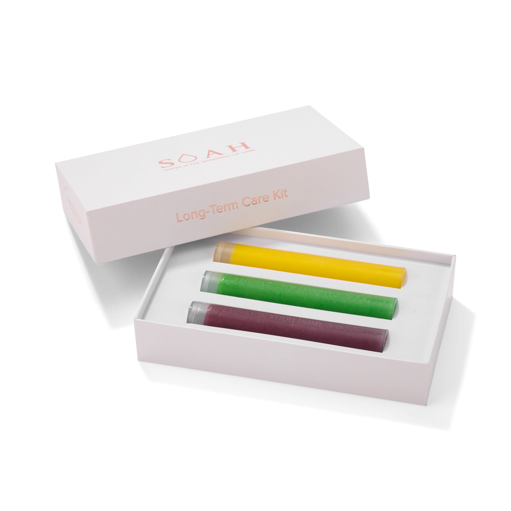 SOAH Long-Term Care Kit with three Vitamin C shower filter refills in branded box